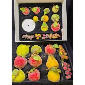 Vintage Valerie Parr Hill QVC Sugar Beaded Frosted Fruit Christmas Ornaments